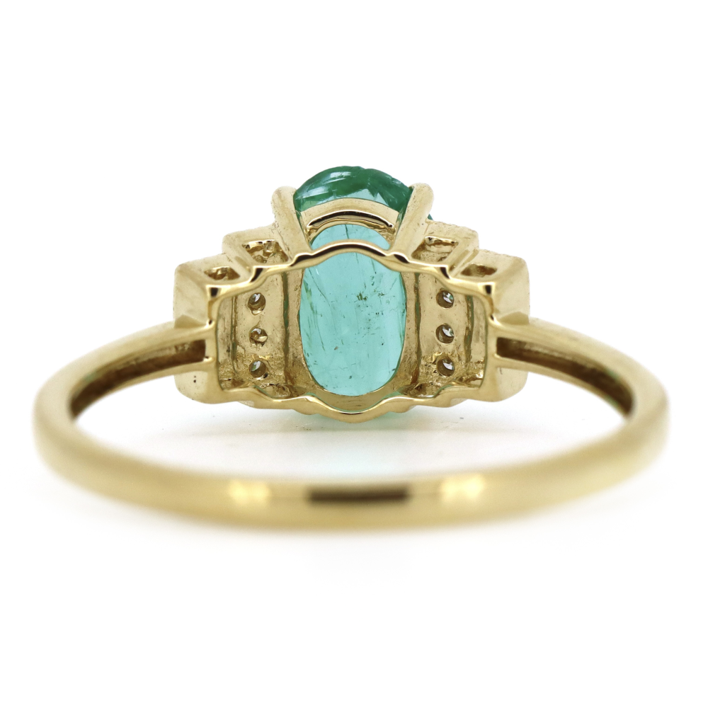 1.60ct Oval Yellow Gold Emerald and Diamond Dress Ring