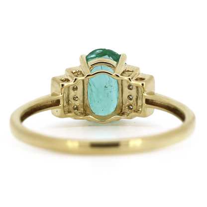 1.60ct Oval Yellow Gold Emerald and Diamond Dress Ring