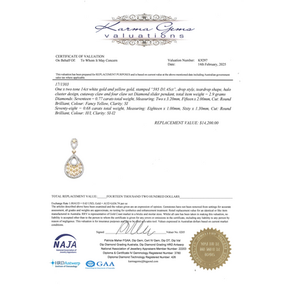 White/Yellow Gold Fancy Yellow Diamond Slider Pendant