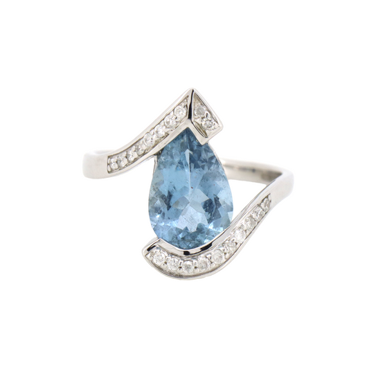 2.36ct White Gold Aquamarine and Diamond Dress Ring