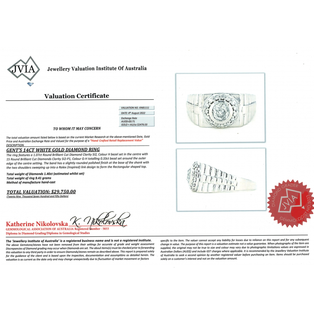 White Gold and Diamond Gents Ring