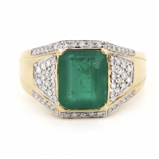 Emerald and Diamond Gents Ring