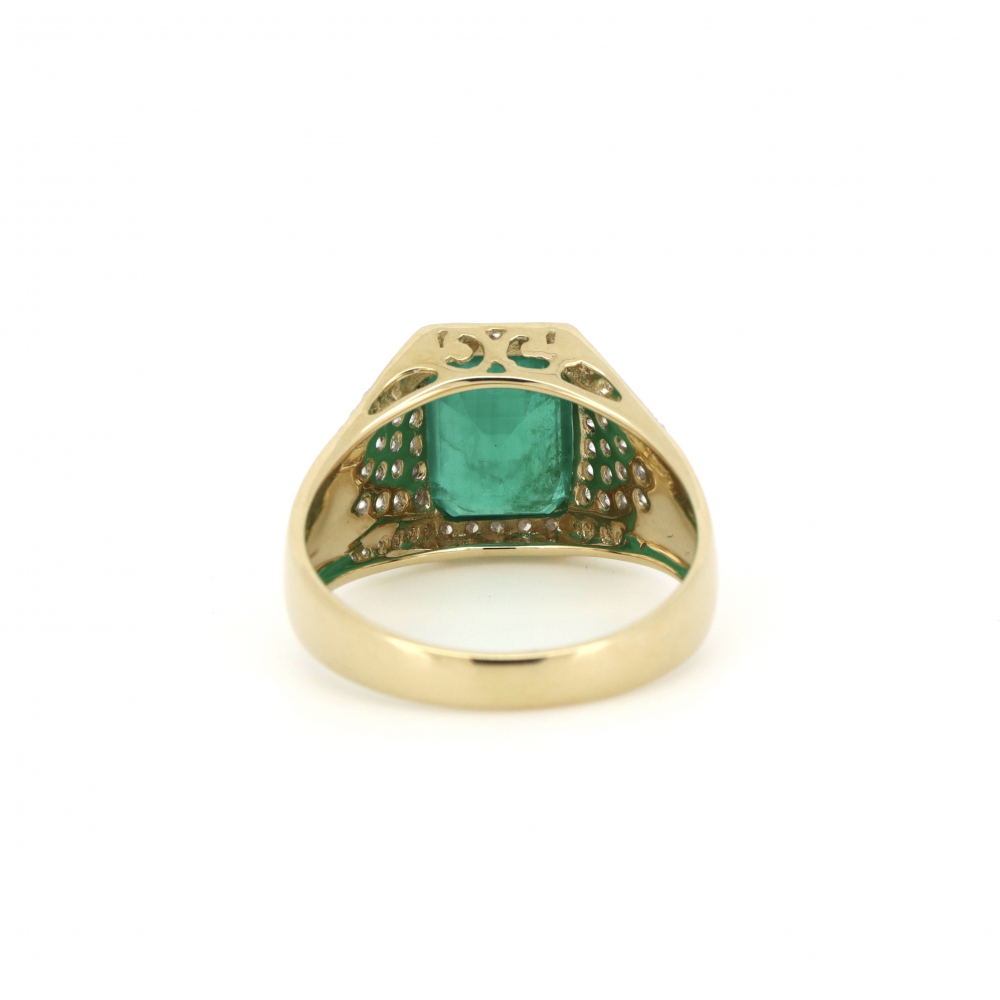 Emerald and Diamond Gents Ring