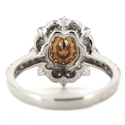 White/Rose Gold Pink Champagne Diamond Double Halo Ring