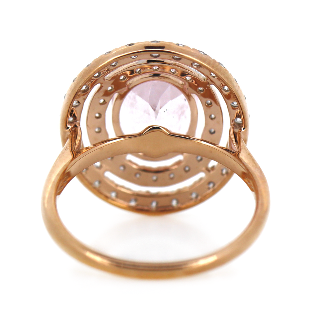 20.96ct Rose Gold Morganite and Diamond Double Halo Ring