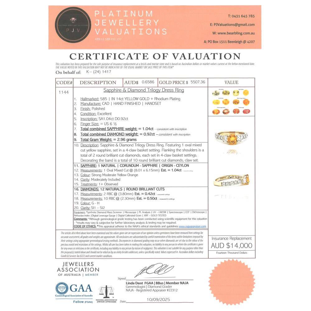 Yellow Gold Yellow Sapphire & Diamond Dress Ring