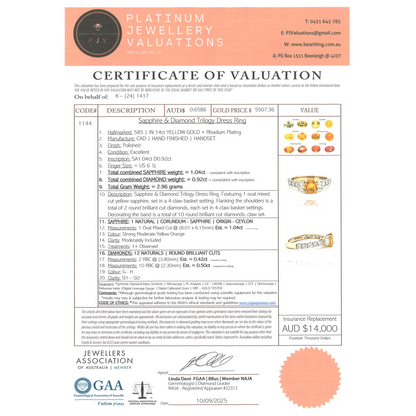 Yellow Gold Yellow Sapphire & Diamond Dress Ring