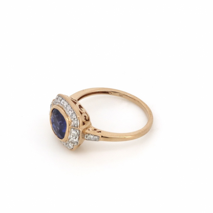 2.64ct Blue Ceylon Sapphire and Diamond Halo Ring