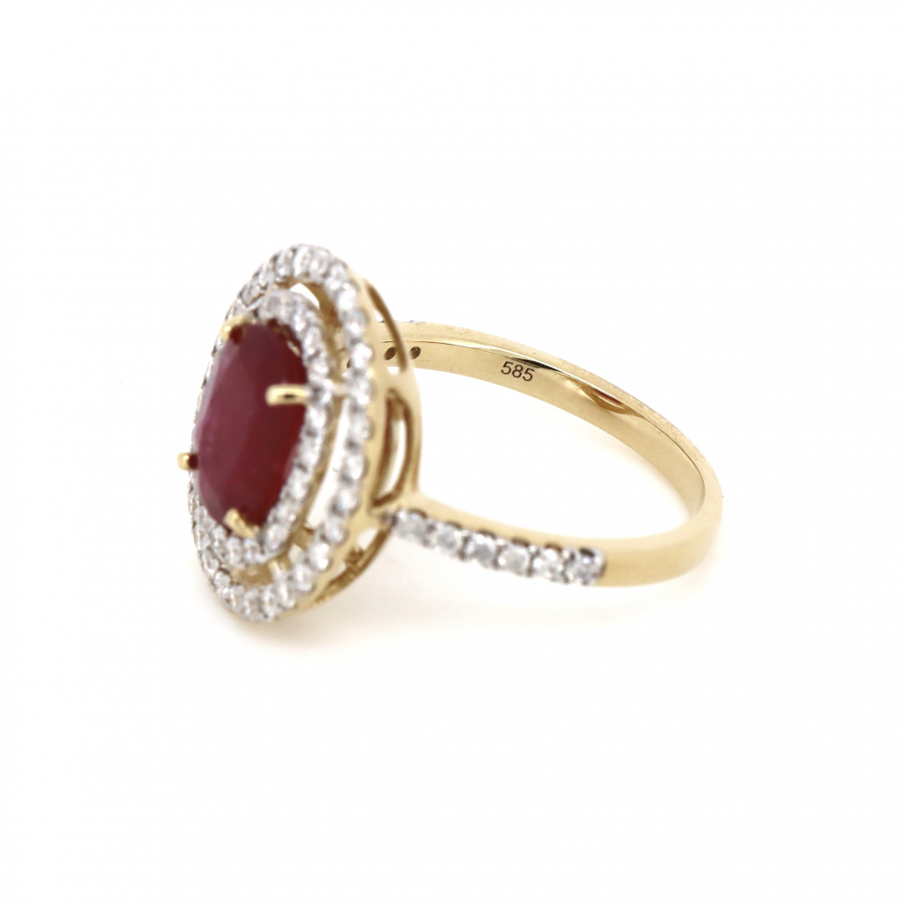 Ruby and Diamond Double Halo Ring