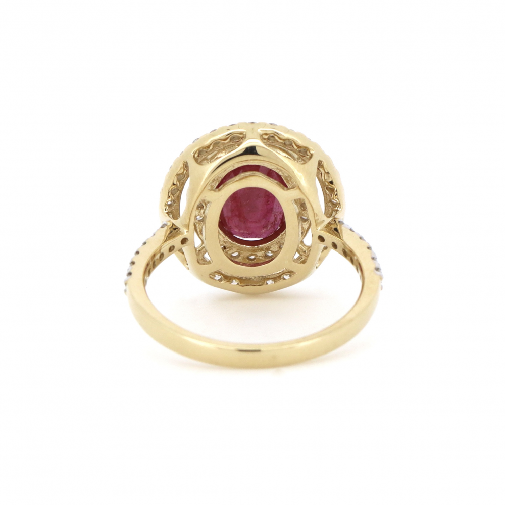 Ruby and Diamond Double Halo Ring