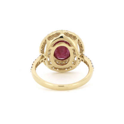 Ruby and Diamond Double Halo Ring