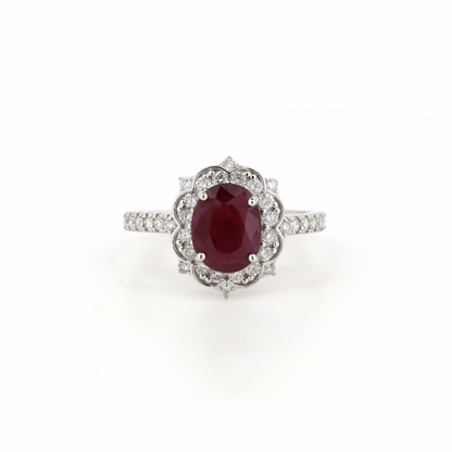 Ruby and Diamond Antique Style Ring