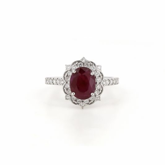 Ruby and Diamond Antique Style Ring