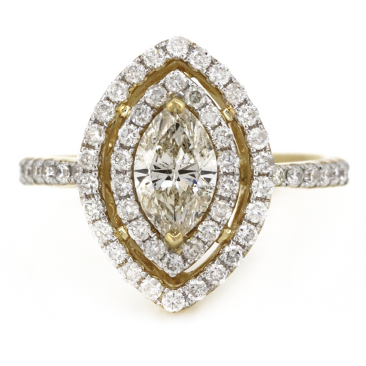 Yellow Gold and Diamond Double Halo Ring