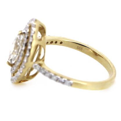 Yellow Gold and Diamond Double Halo Ring