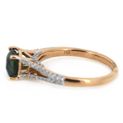 18K Rose Gold Green Sapphire & Diamond Dress Ring