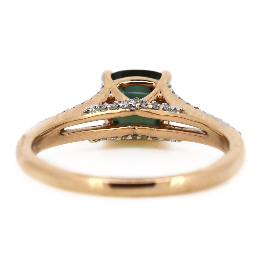 18K Rose Gold Green Sapphire & Diamond Dress Ring