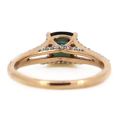 18K Rose Gold Green Sapphire & Diamond Dress Ring
