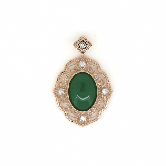 9.31ct Jade and Diamond Antique Inspired Pendant