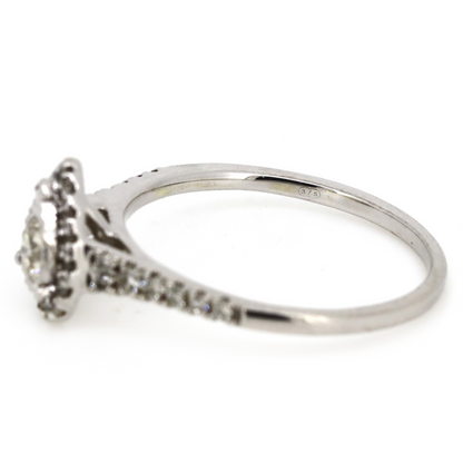 9K White Gold, Diamond Halo Ring
