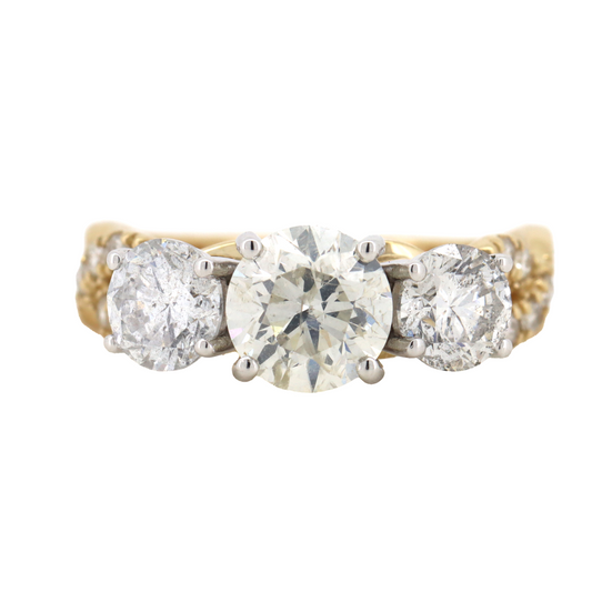 2.83ct Yellow and White Gold Diamond Trilogy Ring