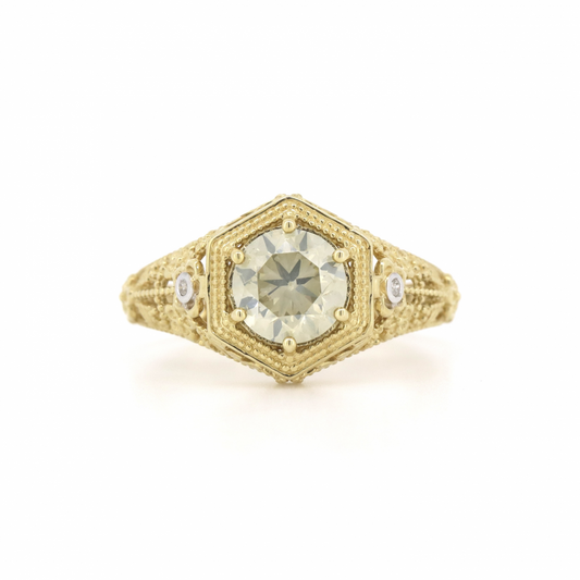 Yellow Diamond Art Deco Ring