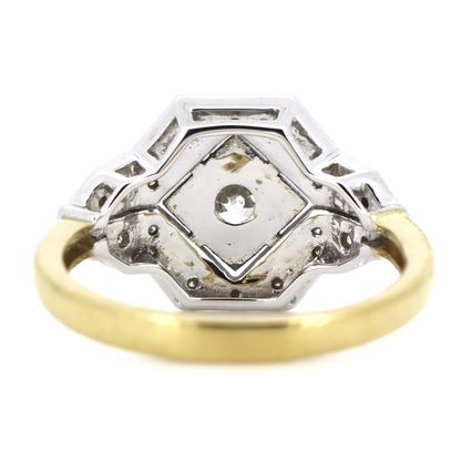 Yellow and White Gold, Diamond Art Deco Inspired Ring
