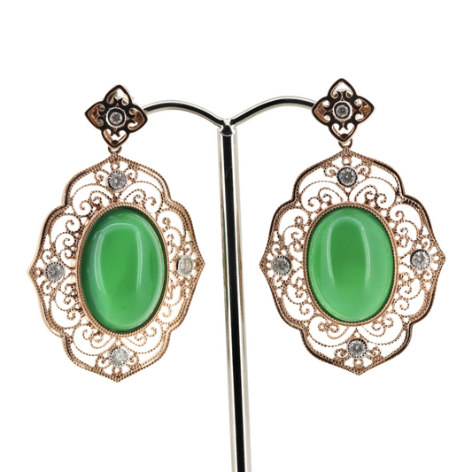 Jade and Diamond Antique Style Earrings