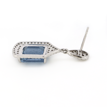 5.33ct TSW White Gold Aquamarine and Diamond Drop Earrings