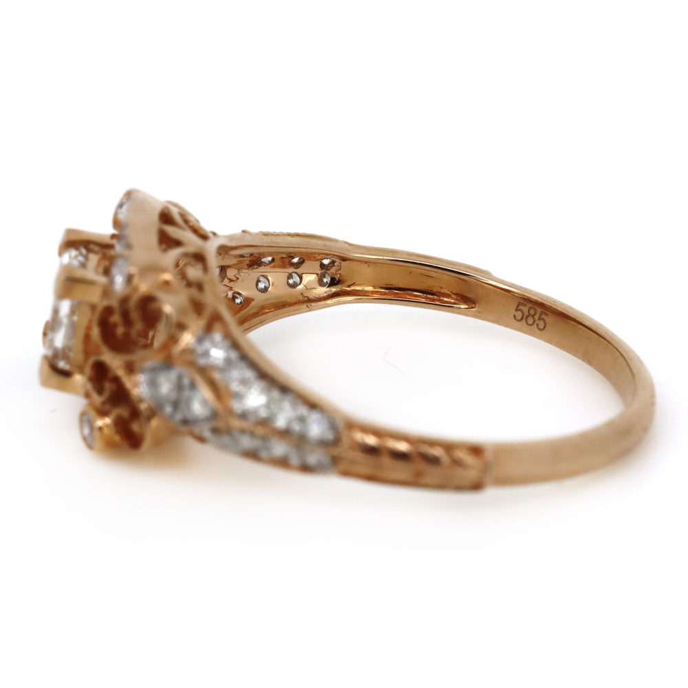 0.41ct Princess Cut Rose Gold and Diamond Vintage Inspired Ring