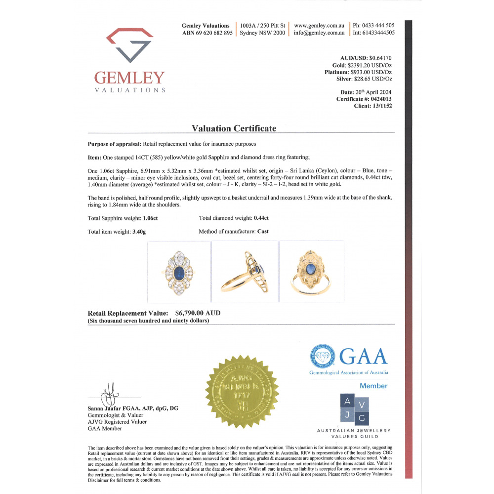 Yellow Gold Blue Ceylon Sapphire & Diamond Antique Style Statement Ring