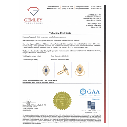 Yellow Gold Blue Ceylon Sapphire & Diamond Antique Style Statement Ring