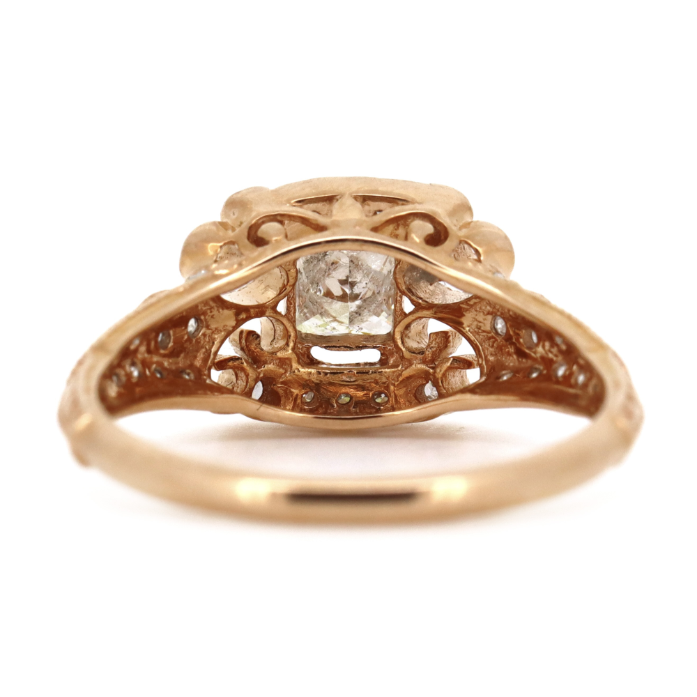 0.41ct Princess Cut Rose Gold and Diamond Vintage Inspired Ring