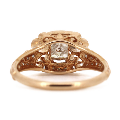 0.41ct Princess Cut Rose Gold and Diamond Vintage Inspired Ring