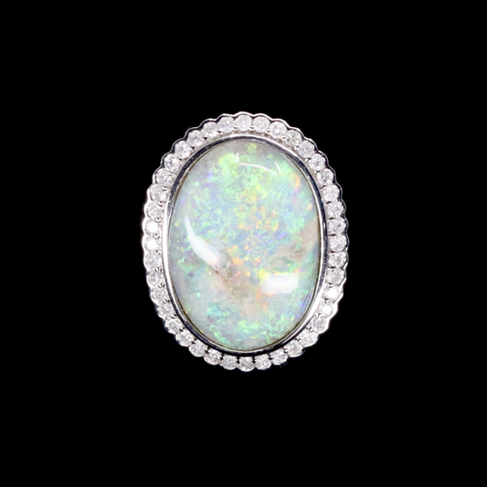 6.58ct Coober Pedy Opal and Diamond Cocktail Ring