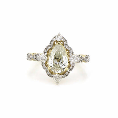 1.52ct Yellow Gold and Diamond Halo Ring