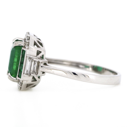 2.30ct White Gold Emerald and Diamond Art Deco Ring
