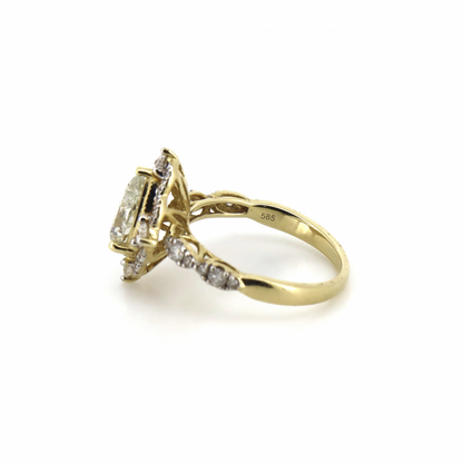 1.52ct Yellow Gold and Diamond Halo Ring