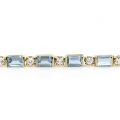Yellow Gold Santa Maria Aquamarine & Diamond Line Bracelet