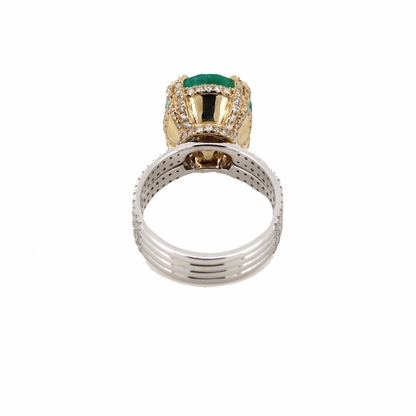 White and Yellow Gold, Colombian Emerald and Diamond Cocktail Ring