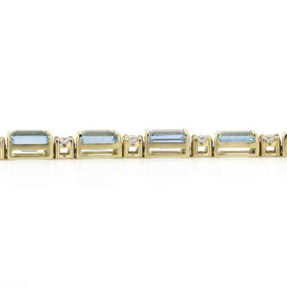 Yellow Gold Santa Maria Aquamarine & Diamond Line Bracelet