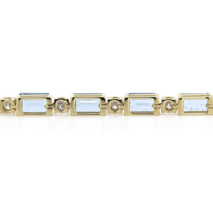 Yellow Gold Santa Maria Aquamarine & Diamond Line Bracelet