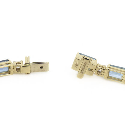 Yellow Gold Santa Maria Aquamarine & Diamond Line Bracelet