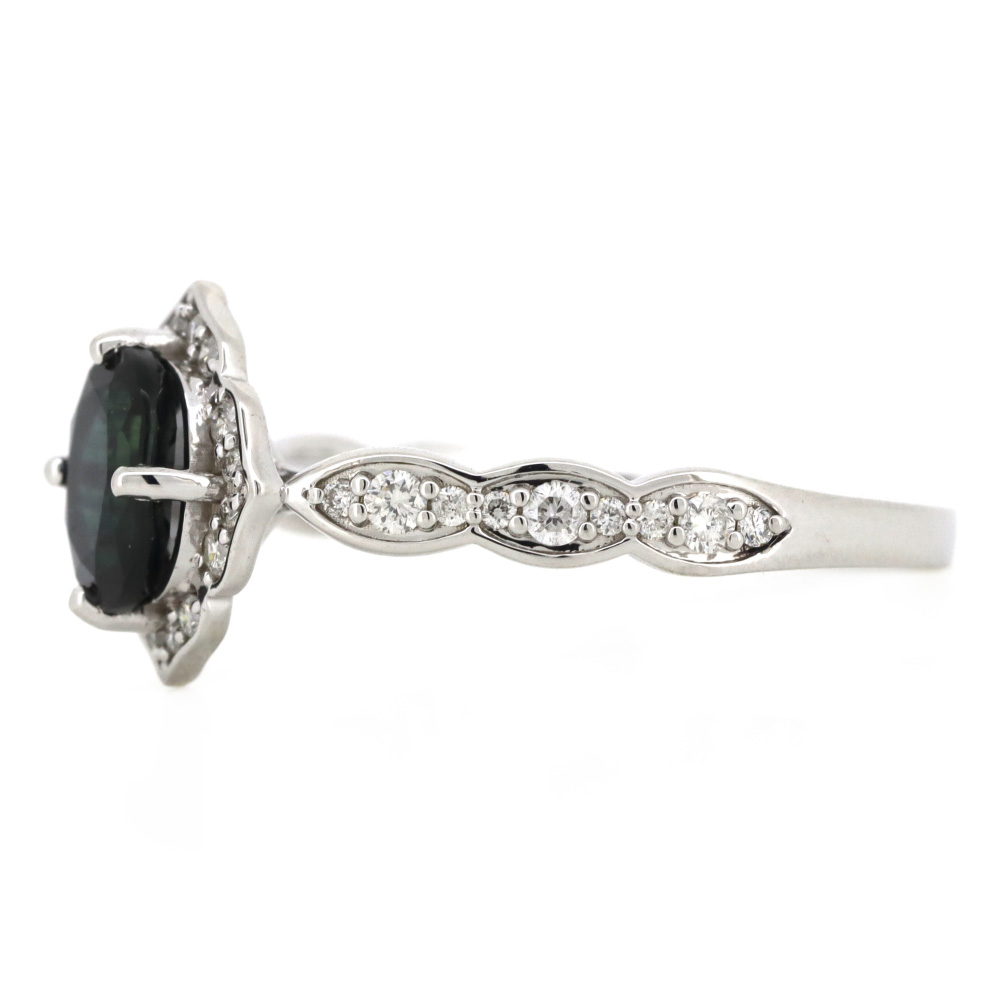 White Gold Blue Sapphire & Diamond Dress Ring