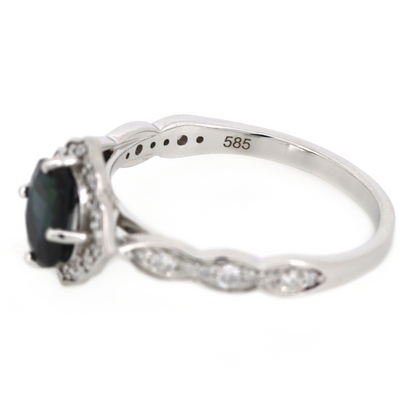 White Gold Blue Sapphire & Diamond Dress Ring