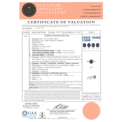 White Gold Blue Sapphire & Diamond Dress Ring