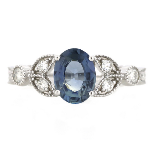 White Gold Blue Sapphire & Diamond Dress Ring