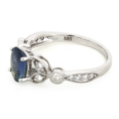White Gold Blue Sapphire & Diamond Dress Ring