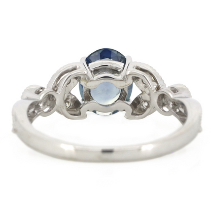 White Gold Blue Sapphire & Diamond Dress Ring