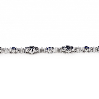 White Gold Blue Sapphire & Diamond Floral Bracelet